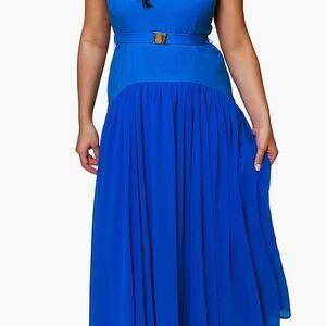 Hutch Royal Blue Sleeveless Maxi Dress with Slim Belt